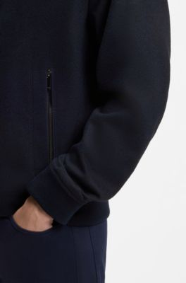 Slim-fit jacket with two-way front zip, Dark Blue