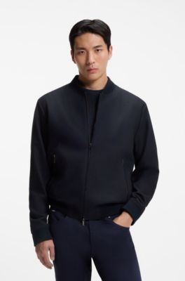 Slim-fit jacket with two-way front zip, Dark Blue