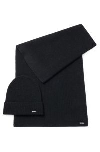 Set de regalo de gorro de punto y bufanda con efecto de purpurina, Negro