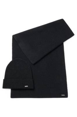 Glittery-effect beanie hat and scarf gift set 1