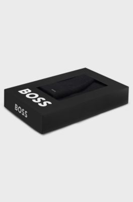 Coffret cadeau avec bonnet et &eacute;charpe effet brillant, Noir