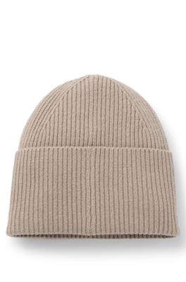 M&ouml;ssa i ullblandning med r&ouml;tt logo-m&auml;rke, Ljusbeige