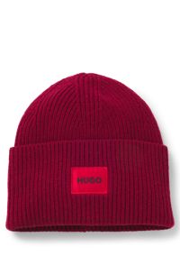 Gorro de punto para todos los g&eacute;neros con logo en mezcla de lana, Rojo oscuro