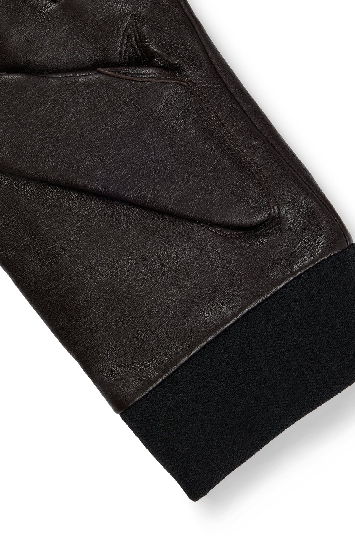 Læderhandsker med branding og touchscreen-venlige fingerspidser, Mørkebrun