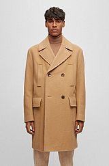 Zweireihiger Mantel aus Woll-Mix, Braun