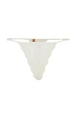 Lace-detail thong briefs with logo waistband, White