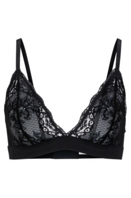 BOSS - Lace-detail triangle bra with logo straps