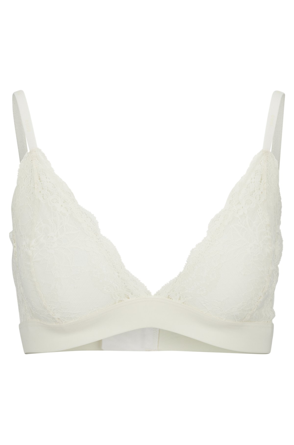 BOSS - Lace-detail triangle bra with logo straps