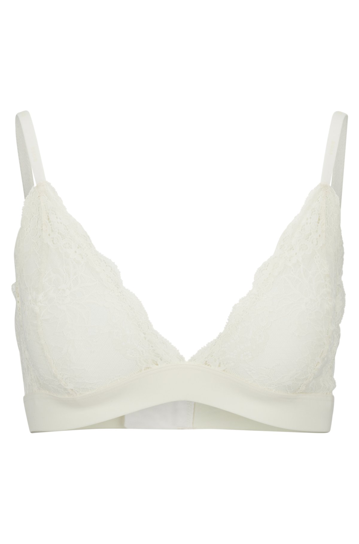 BOSS - Lace-detail triangle with logo bra straps
