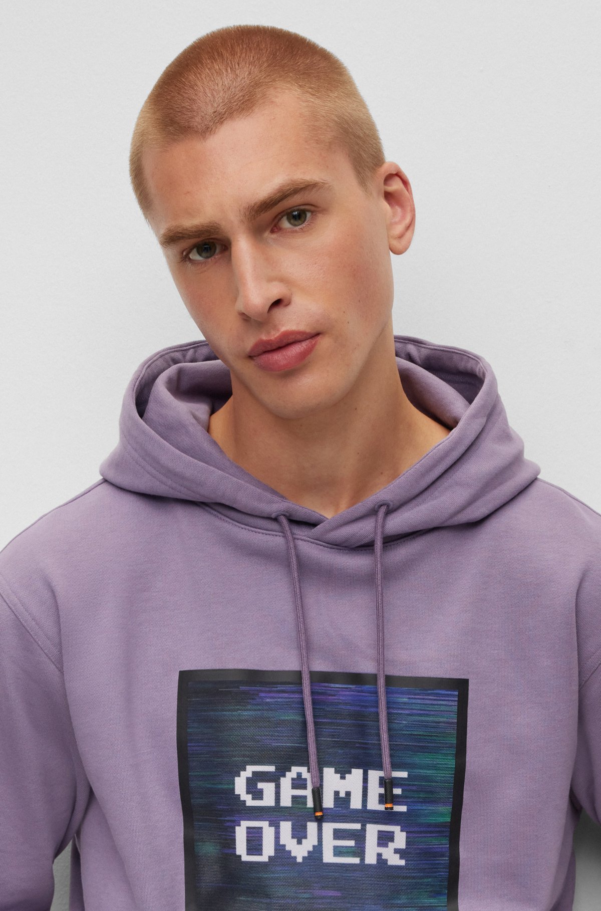 Cotton-terry hoodie with seasonal artwork, Purple