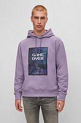 Cotton-terry hoodie with seasonal artwork, Purple