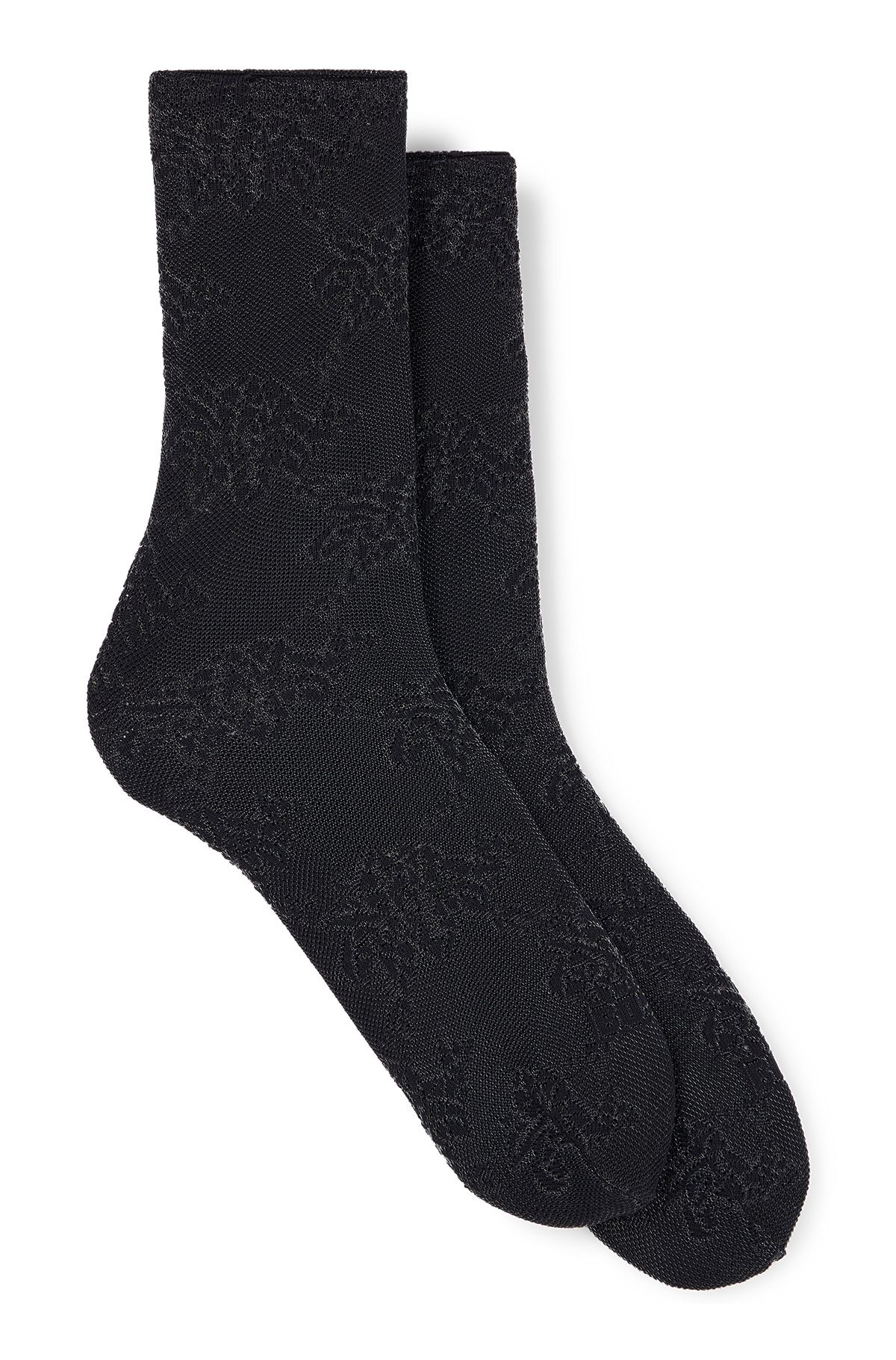 Набор из двух пар коротких кружевных носков, Черный