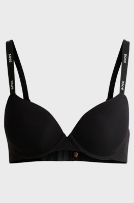 Stretch-jersey underwire bra with logo straps, Black