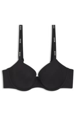 Stretch-jersey underwire bra with logo straps 1