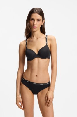 Stretch-jersey underwire bra with logo straps