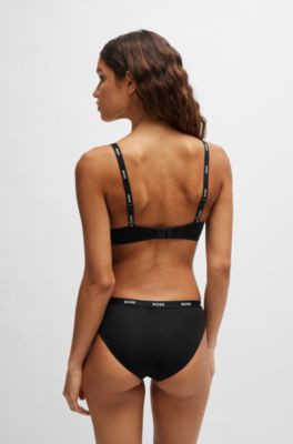Stretch-jersey underwire bra with logo straps, Black