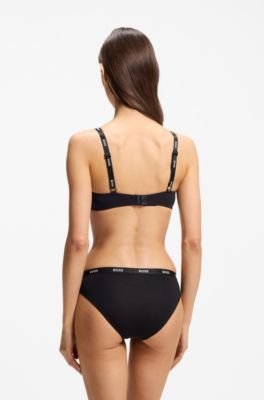 Stretch-jersey underwire bra with logo straps, Black