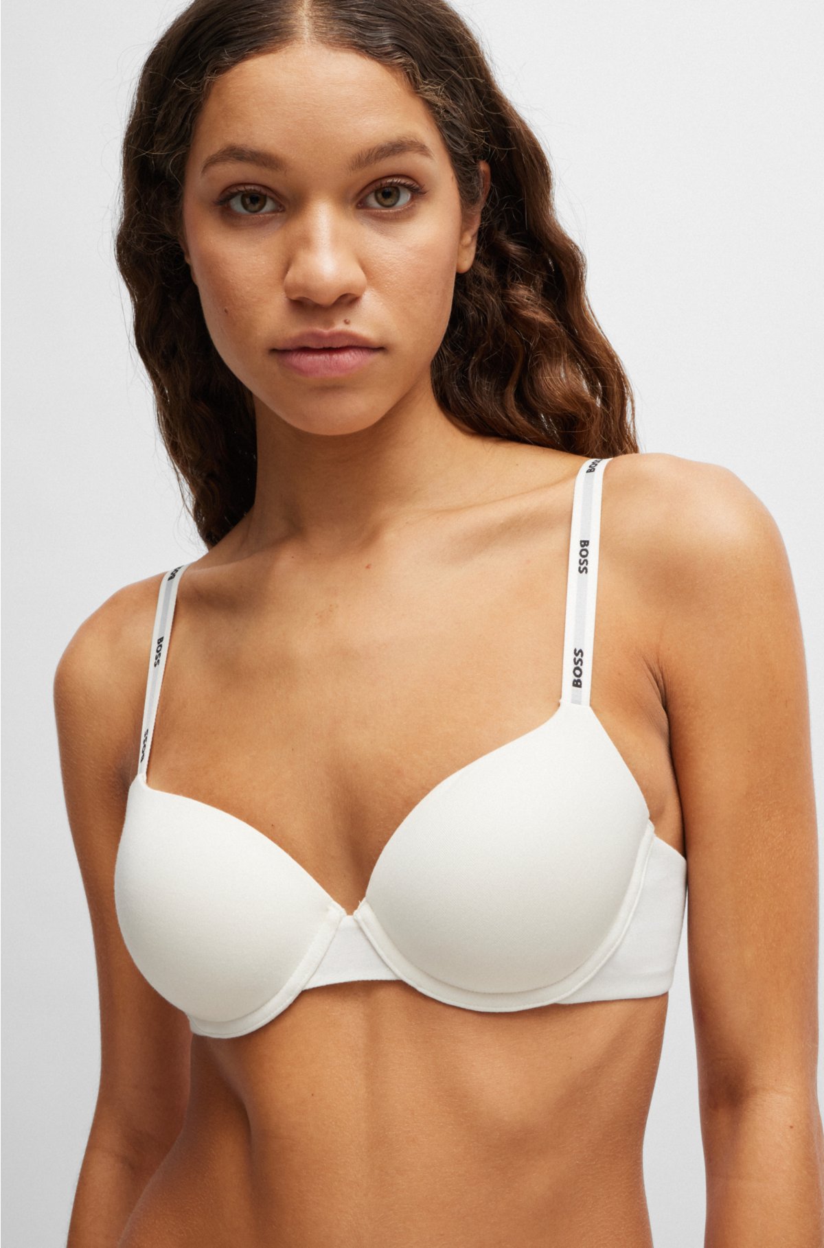 Underwired padded bra with adjustable branded straps, White / Black