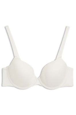 Soutien-gorge &agrave; armatures en jersey stretch avec bretelles logot&eacute;es, Blanc