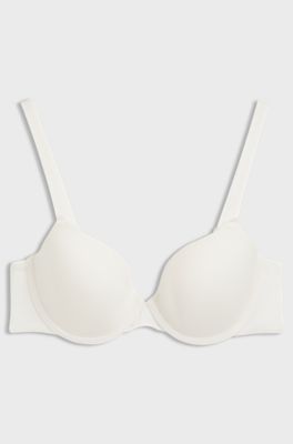 Stretch-jersey underwire bra with logo straps, Natural