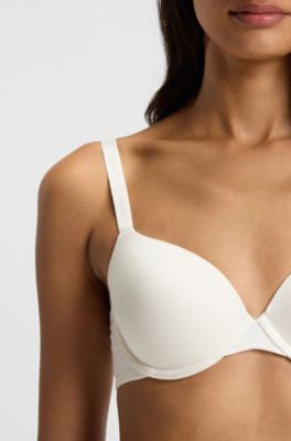 Stretch-jersey underwire bra with logo straps, Natural