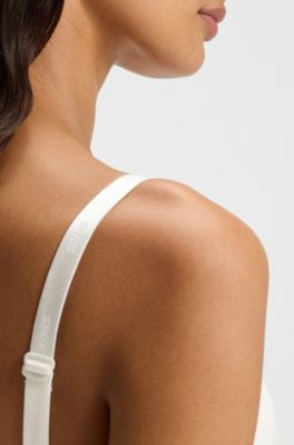 Stretch-jersey underwire bra with logo straps, Natural