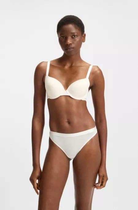 Underwire bra with adjustable logo straps in stretch jersey