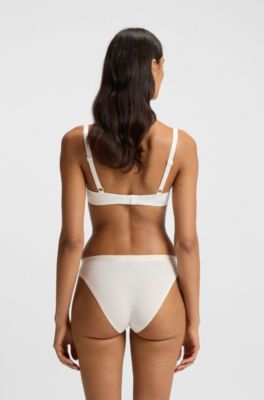 Stretch-jersey underwire bra with logo straps, Natural