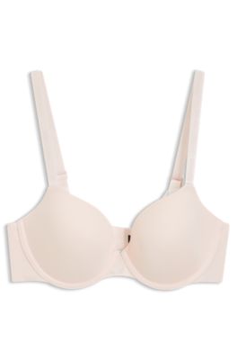 Stretch-jersey underwire bra with logo straps, light pink