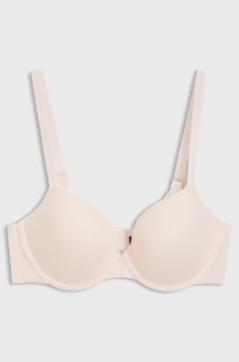 Stretch-jersey underwire bra with logo straps, light pink
