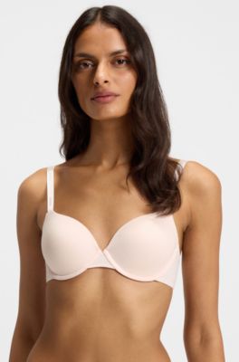 Sujetador de punto el&aacute;stico con aros y tirantes con logo, Rosa claro