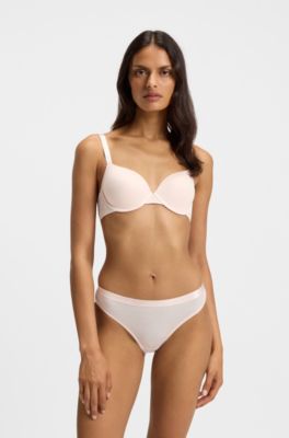 Stretch-jersey underwire bra with logo straps, light pink