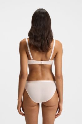 Stretch-jersey underwire bra with logo straps, light pink