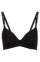 Stretch-jersey triangle bra with logo straps, Black