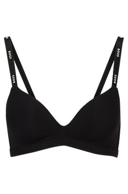 BOSS straps triangle logo bra with Stretch-jersey -