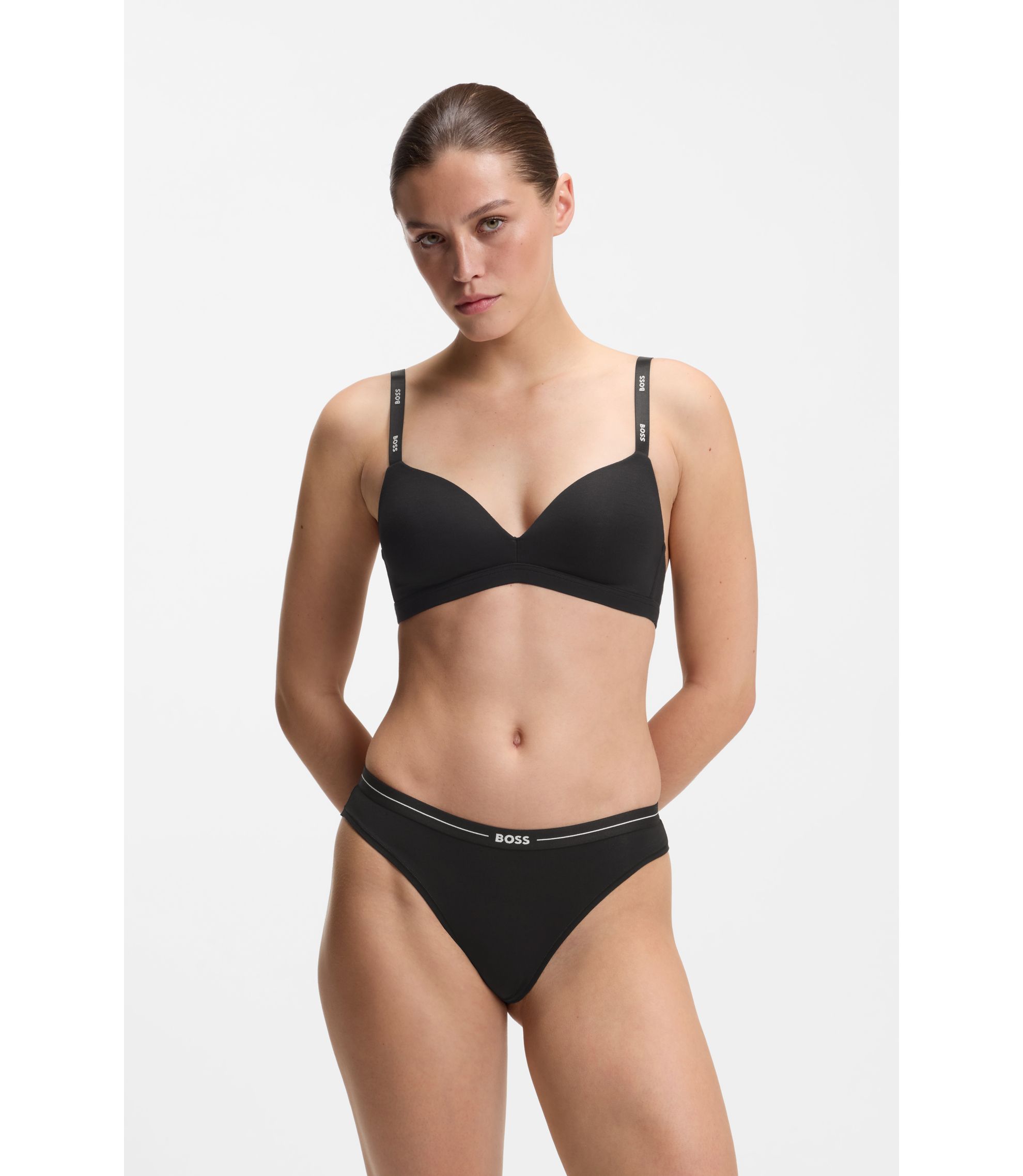 Triangel-BH aus Stretch-Jersey mit Logo-Riemchen