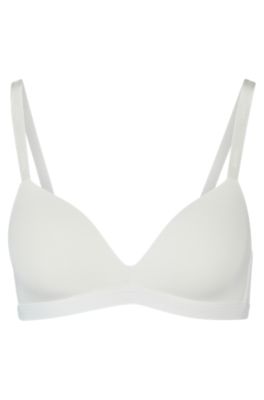 Stretch-jersey triangle bra with logo straps, White