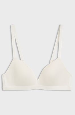 Stretch-jersey triangle bra with logo straps, White