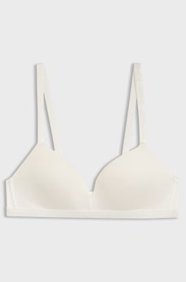 Stretch-jersey triangle bra with logo straps, Natural