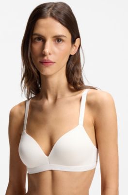 Stretch-jersey triangle bra with logo straps, Natural