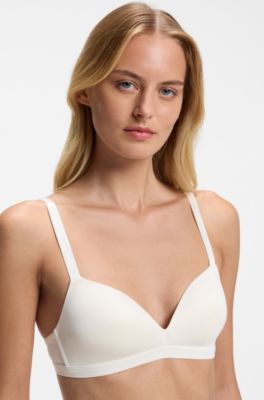 Stretch-jersey triangle bra with logo straps, Natural