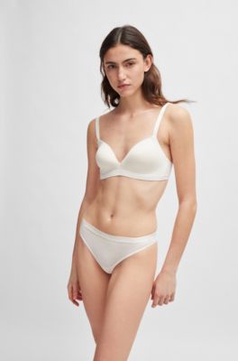 Stretch-jersey triangle bra with logo straps, White