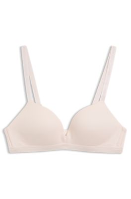 Sujetador triangular de punto el&aacute;stico con logos en los tirantes, Rosa claro