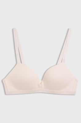 Stretch-jersey triangle bra with logo straps, light pink