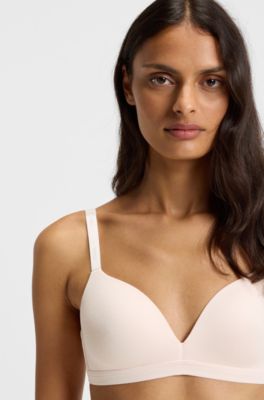 Stretch-jersey triangle bra with logo straps, light pink