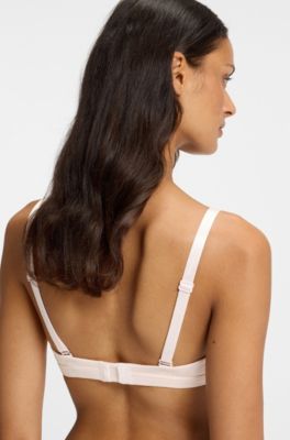 Stretch-jersey triangle bra with logo straps, light pink