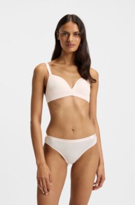 Stretch-jersey triangle bra with logo straps, light pink