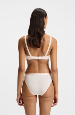 Stretch-jersey triangle bra with logo straps, light pink