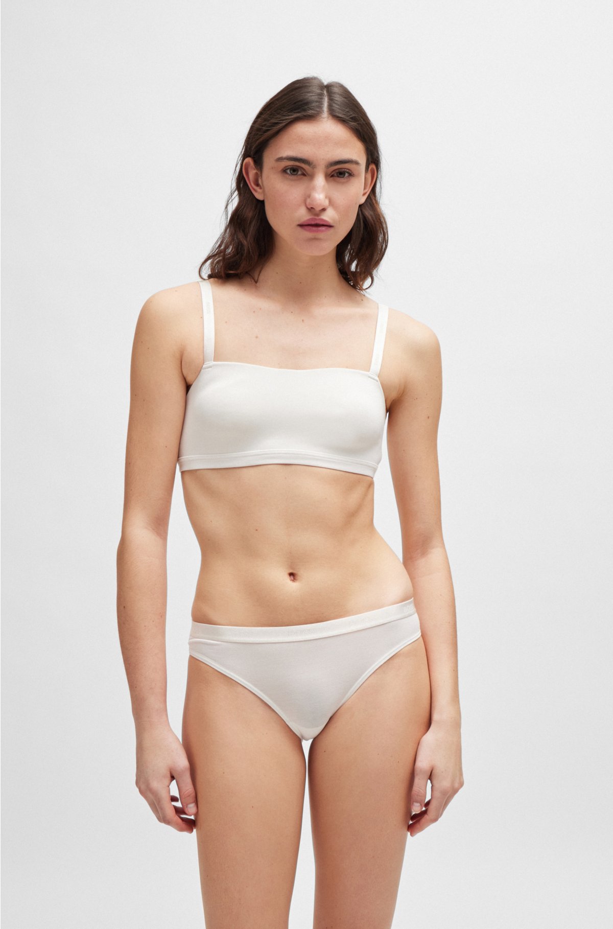 Stretch-jersey bralette with branded straps, White