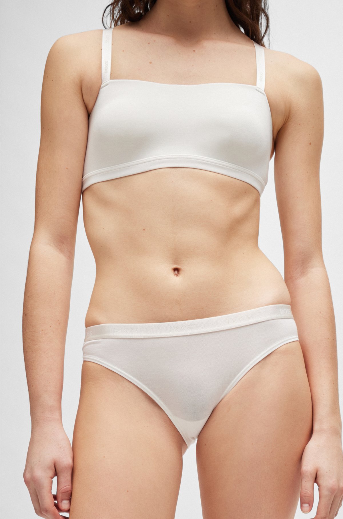 Stretch-jersey bralette with branded straps, White